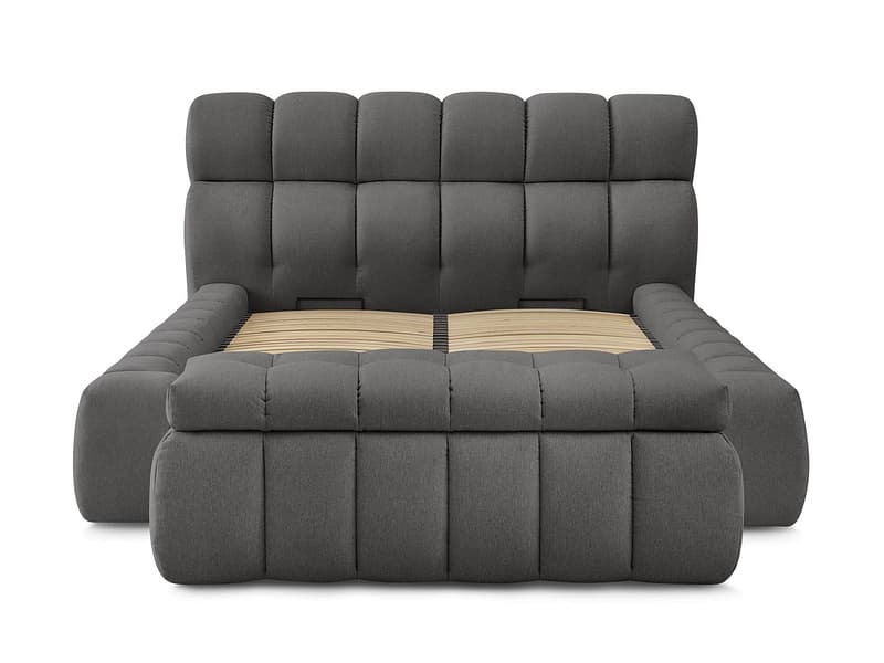 Kastenbett mit Bettkasten BOBOCHIC MONT-BLANC 160x200cm stoff dunkelgrau