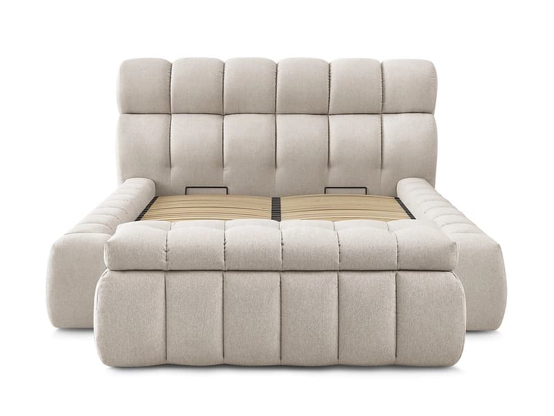Kastenbett mit Bettkasten BOBOCHIC MONT-BLANC 180x200cm stoff beige