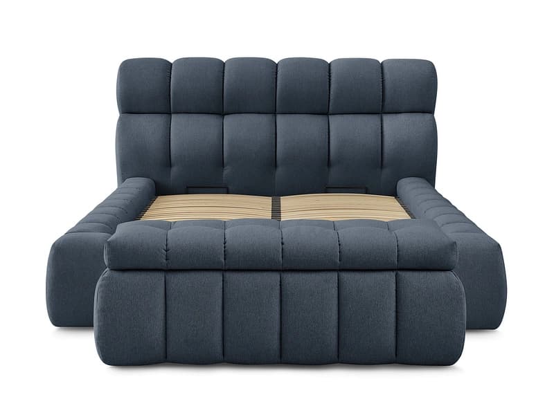Kastenbett mit Bettkasten BOBOCHIC MONT-BLANC 180x200cm stoff dunkelblau