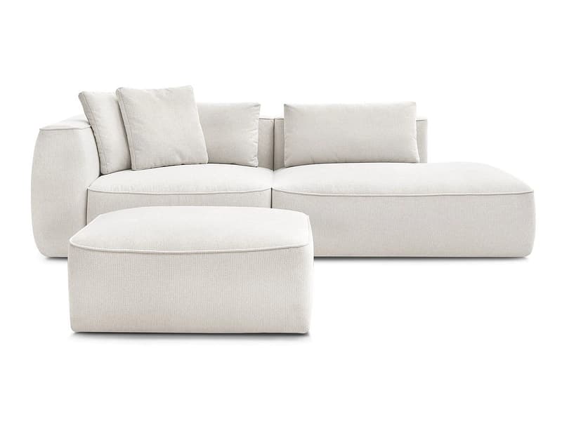 3er Sofa mit Hocker BOBOCHIC LEOPOLD Stoff chiniert weiss
