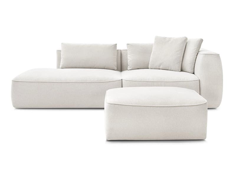 3er Sofa mit Hocker BOBOCHIC LEOPOLD Stoff chiniert weiss
