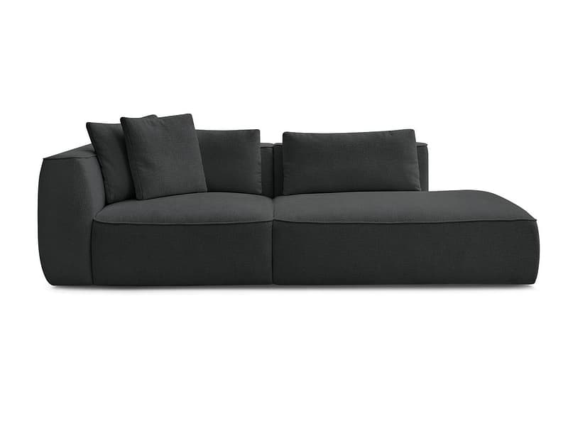 3er Sofa BOBOCHIC LEOPOLD Stoff mit Textur schwarz