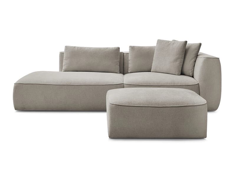 3er Sofa mit Hocker BOBOCHIC LEOPOLD Stoff mit Textur taupe