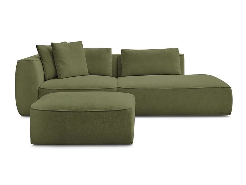 3er Sofa mit Hocker BOBOCHIC LEOPOLD Stoff mit Textur dunkelgrün
