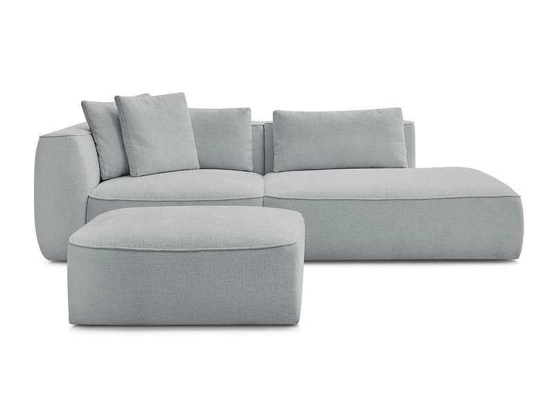3er Sofa mit Hocker BOBOCHIC LEOPOLD Stoff mit Textur hellgrau