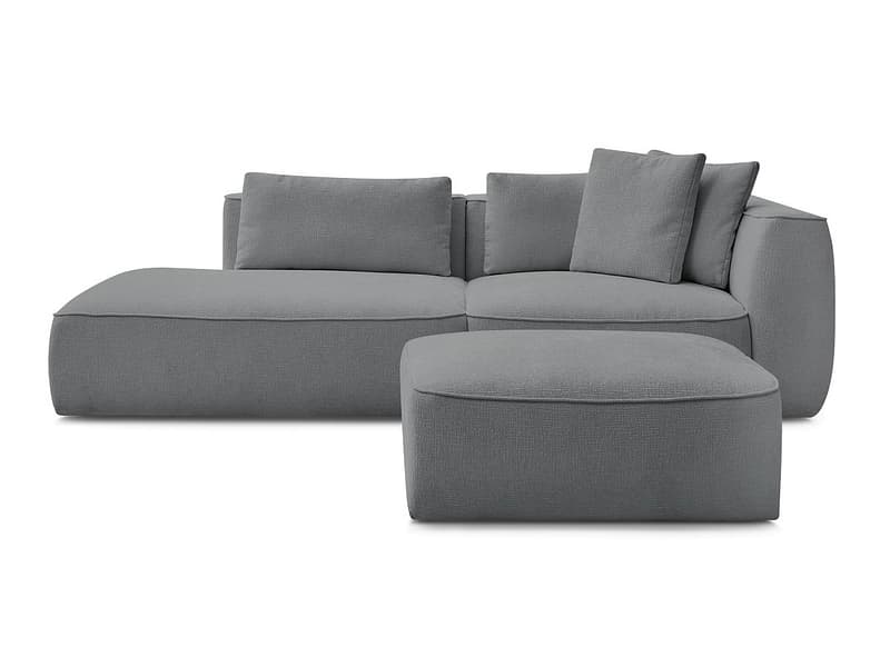 3er Sofa mit Hocker BOBOCHIC LEOPOLD Stoff mit Textur dunkelgrau