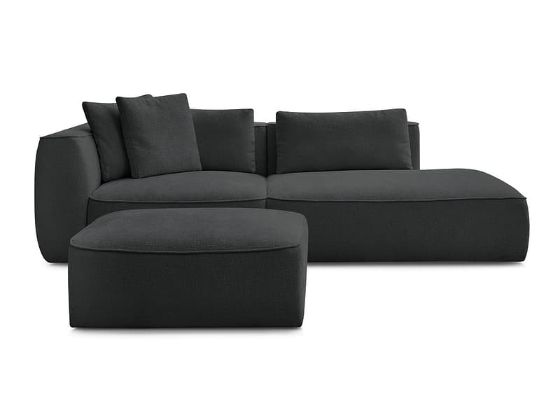 3er Sofa mit Hocker BOBOCHIC LEOPOLD Stoff mit Textur schwarz