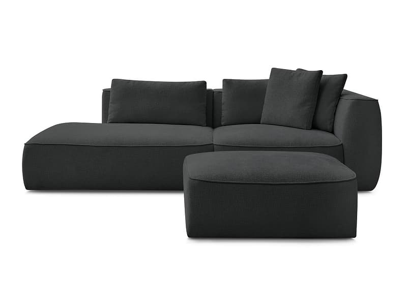 3er Sofa mit Hocker BOBOCHIC LEOPOLD Stoff mit Textur schwarz