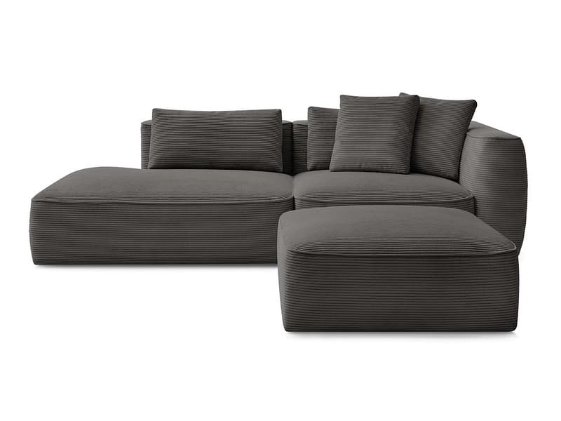 3er Sofa mit Hocker BOBOCHIC LEOPOLD Cord-Stoff taupe