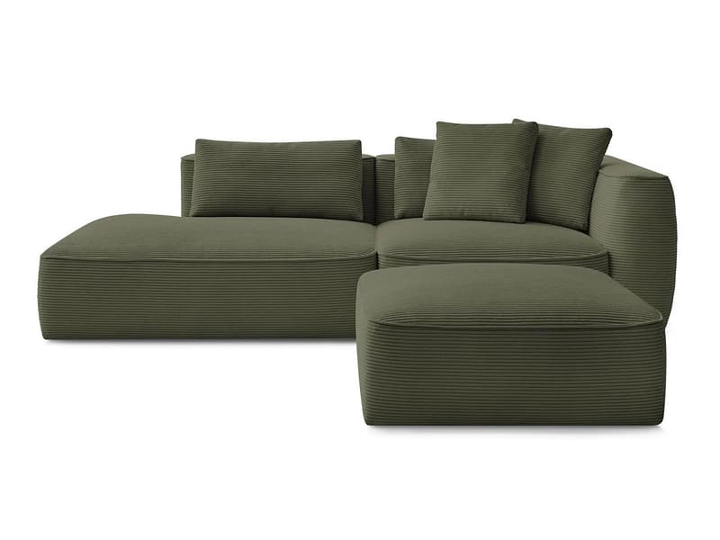 3er Sofa mit Hocker BOBOCHIC LEOPOLD Cord-Stoff hellgrün