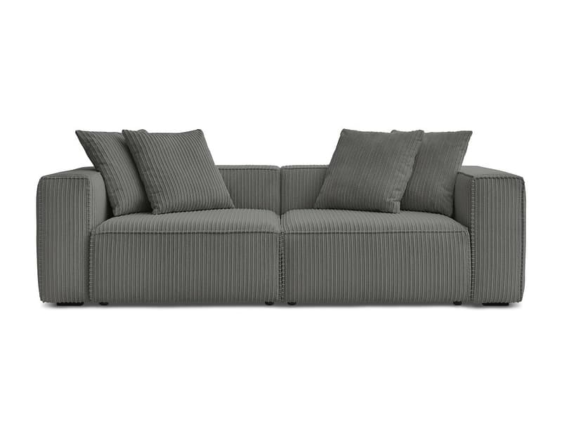 3er Sofa BOBOCHIC NINA Cord-Stoff dunkelgrau