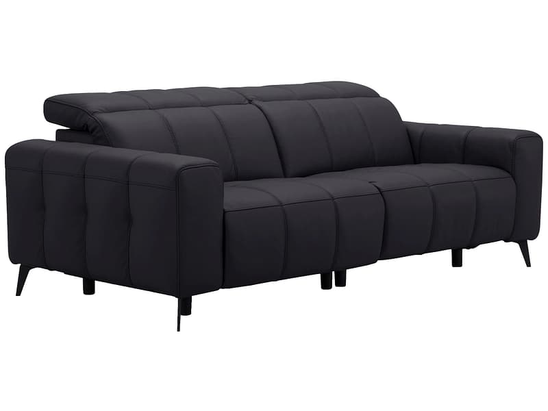 3er Sofa TEMPU 100% Leder schwarz