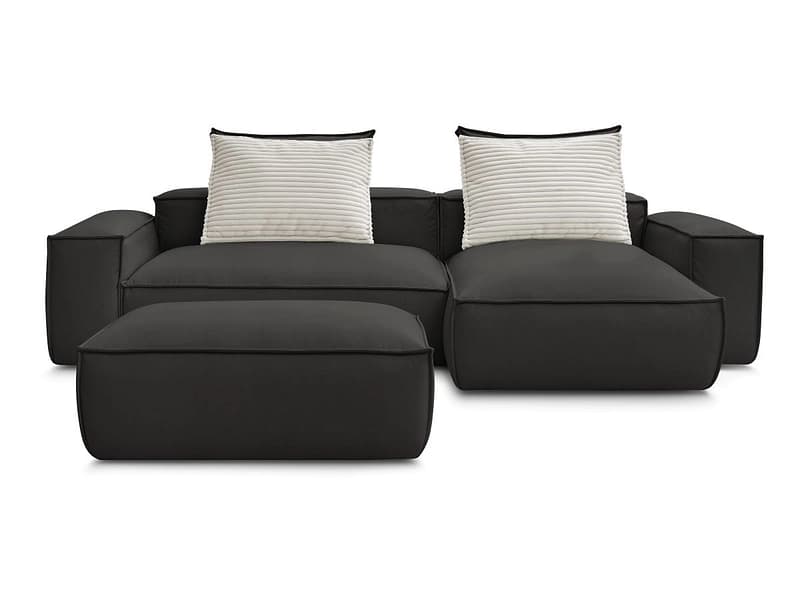 Ecksofa mit Hocker BOBOCHIC BOHEME Synthetisches Leder schwarz