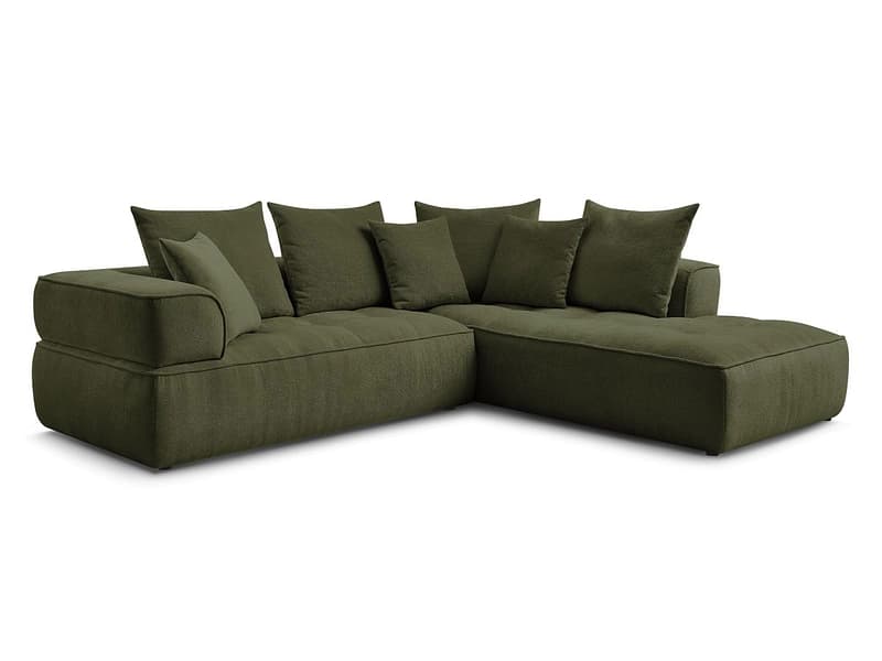 Ecksofa BOBOCHIC WHESLEY Stoff dunkelgrün
