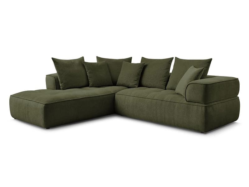 Ecksofa BOBOCHIC WHESLEY Stoff dunkelgrün