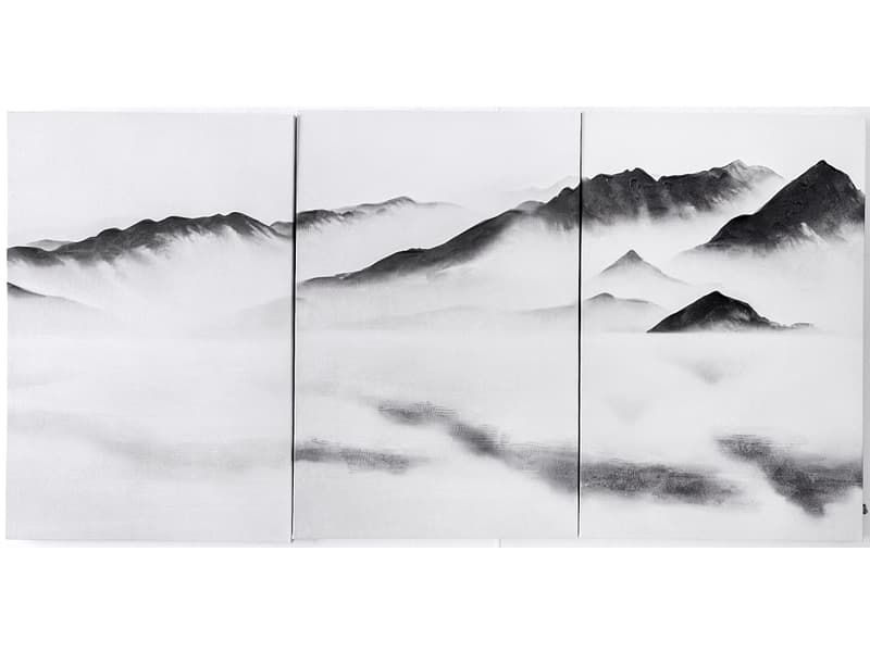 Bedruckte und handbemalte Leinwand LAYONE 3-teilig mehrfarbig 180x90x3.5cm