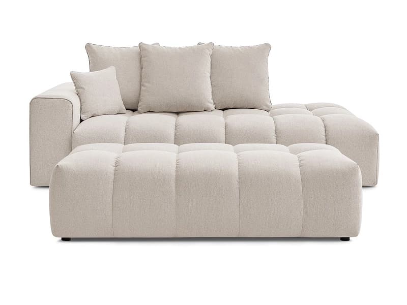 3er Sofa mit Hocker BOBOCHIC MONT-BLANC Stoff chiniert beige