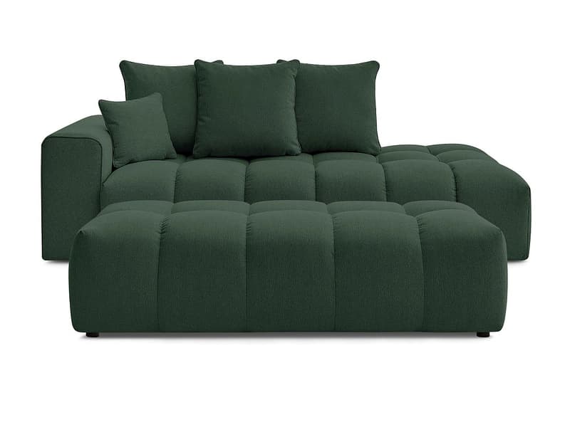 3er Sofa mit Hocker BOBOCHIC MONT-BLANC Stoff chiniert grün