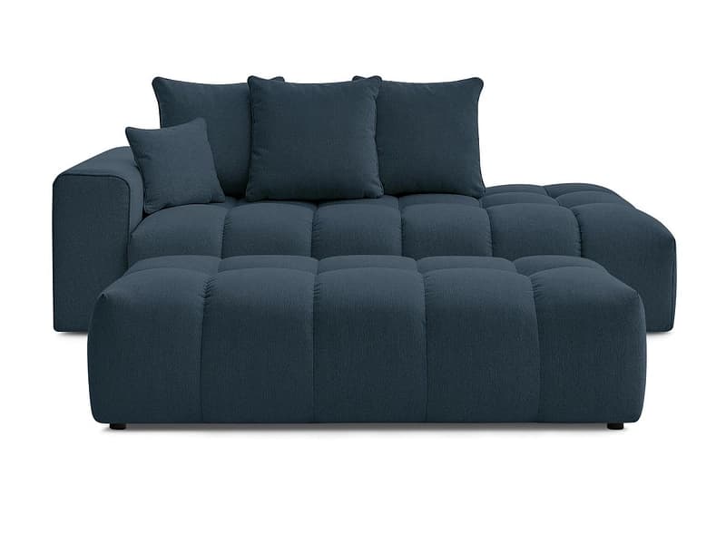 3er Sofa mit Hocker BOBOCHIC MONT-BLANC Stoff chiniert dunkelblau