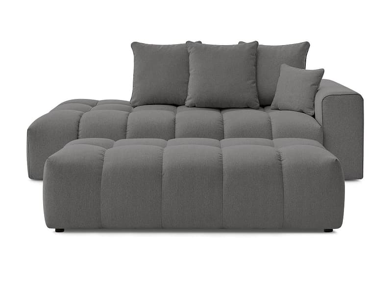 3er Sofa mit Hocker BOBOCHIC MONT-BLANC Stoff chiniert dunkelgrau