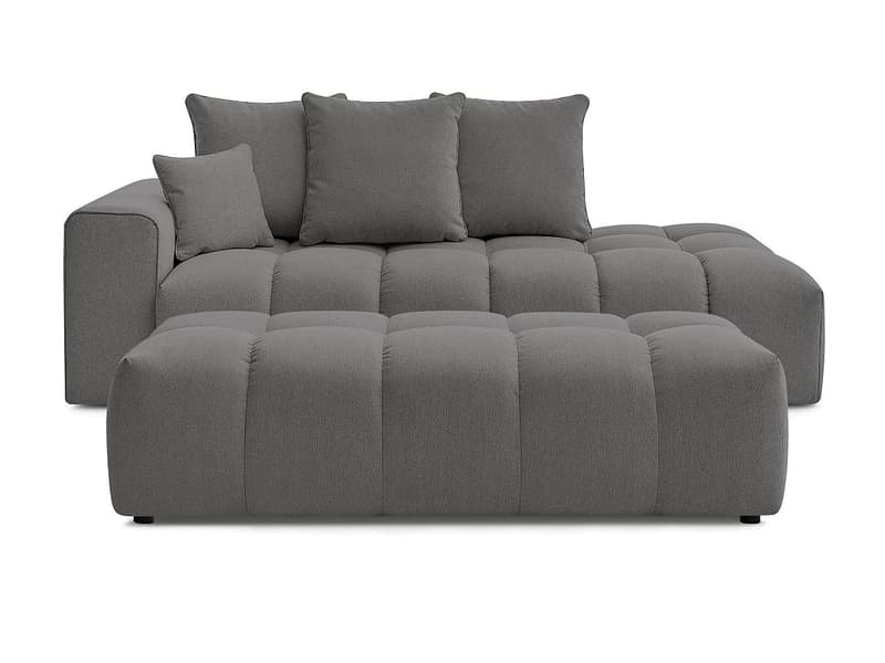 3er Sofa mit Hocker BOBOCHIC MONT-BLANC Stoff chiniert dunkelgrau