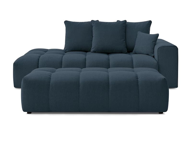 3er Sofa mit Hocker BOBOCHIC MONT-BLANC Stoff chiniert dunkelblau