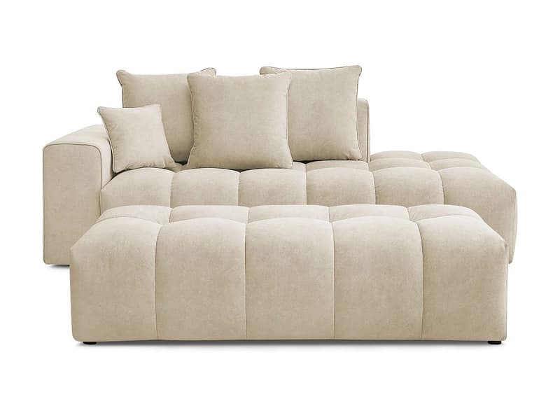 3er Sofa mit Hocker BOBOCHIC MONT-BLANC Samt beige