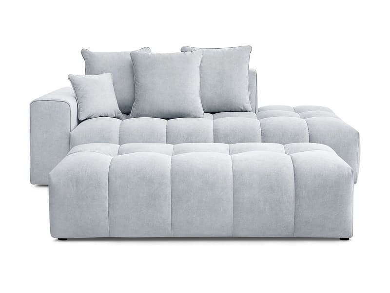 3er Sofa mit Hocker BOBOCHIC MONT-BLANC Samt hellgrau