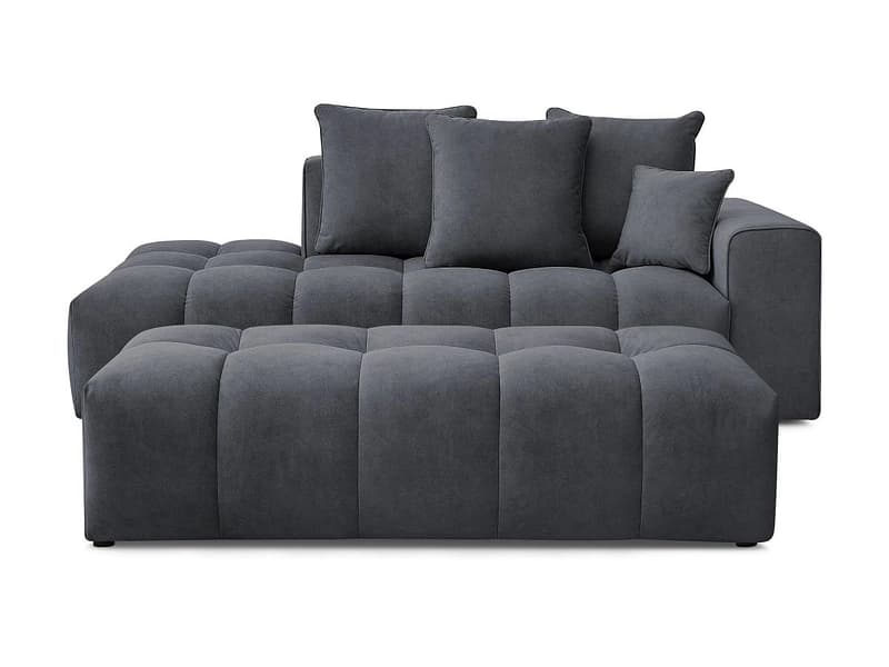 3er Sofa mit Hocker BOBOCHIC MONT-BLANC Samt dunkelgrau