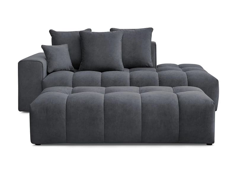 3er Sofa mit Hocker BOBOCHIC MONT-BLANC Samt dunkelgrau
