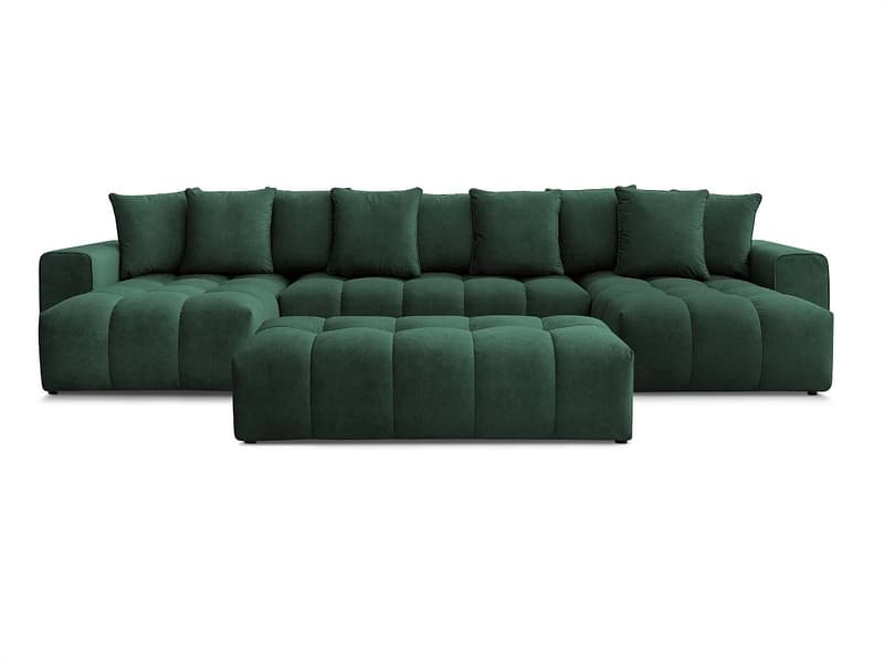 Panorama-Ecksofa mit Hocker BOBOCHIC MONT-BLANC Samt grün