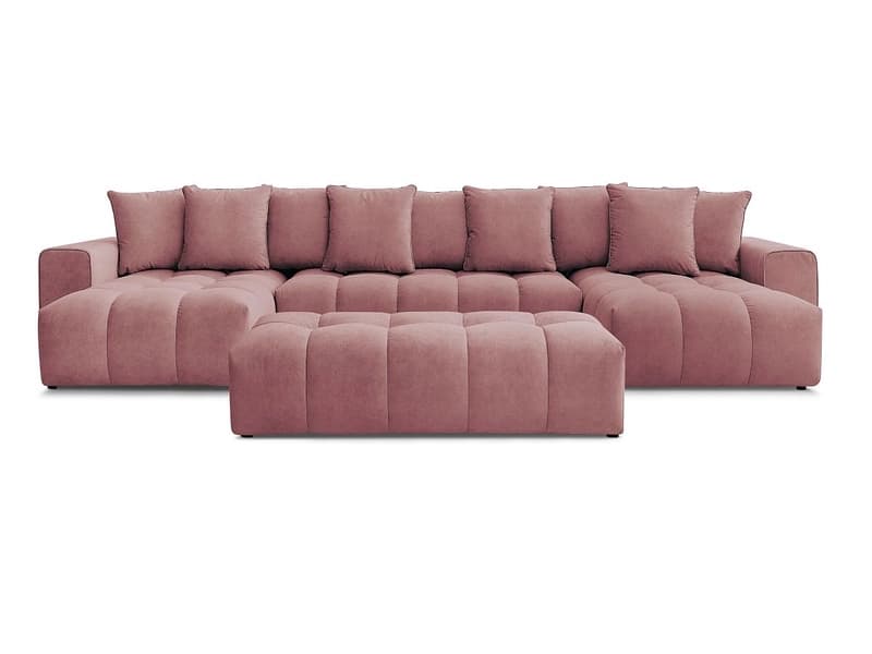 Panorama-Ecksofa mit Hocker BOBOCHIC MONT-BLANC Samt rosa