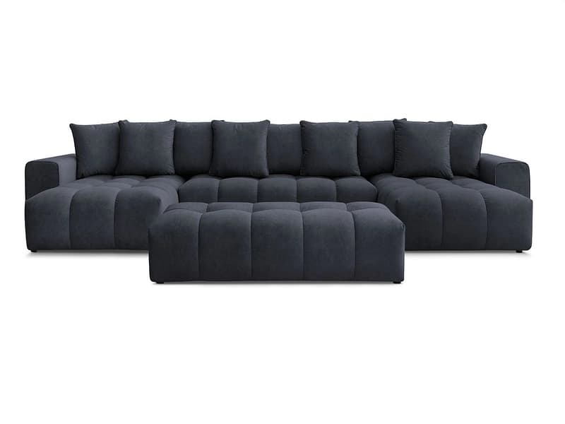 Panorama-Ecksofa mit Hocker BOBOCHIC MONT-BLANC Samt dunkelblau