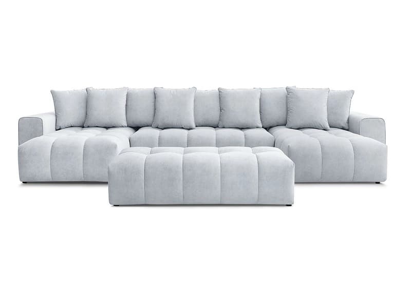 Panorama-Ecksofa mit Hocker BOBOCHIC MONT-BLANC Samt hellgrau