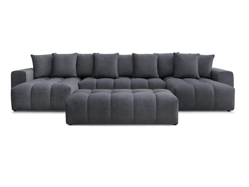 Panorama-Ecksofa mit Hocker BOBOCHIC MONT-BLANC Samt dunkelgrau