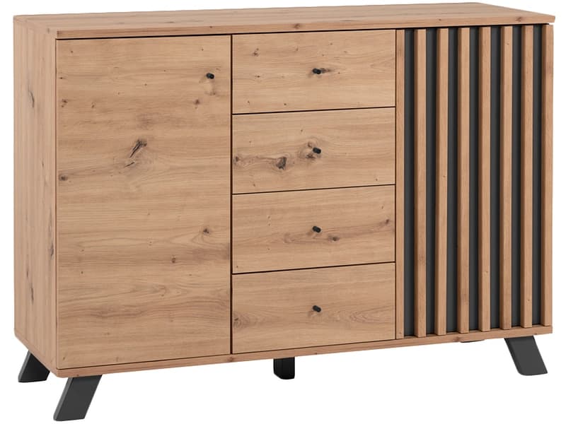 Kommode MEDAN 2 Türen 4 Schubladen 40x118x85cm artisan eiche melamin
