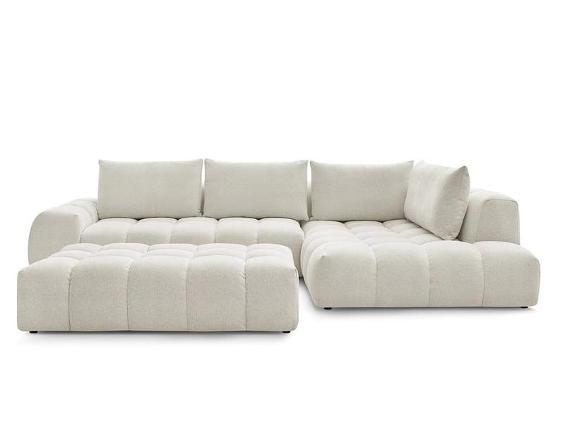 Ecksofa mit Hocker BOBOCHIC EVEREST Stoff chiniert weiss