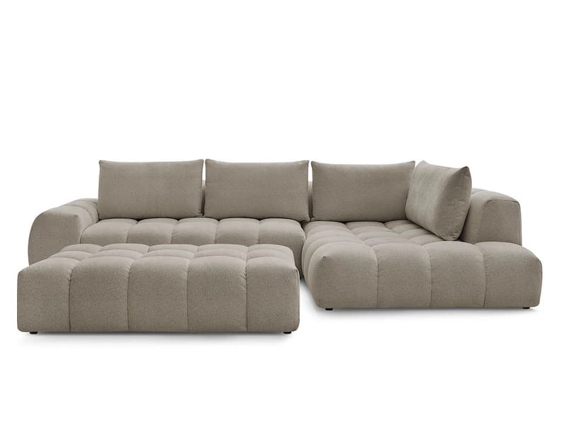 Ecksofa mit Hocker BOBOCHIC EVEREST Stoff chiniert taupe