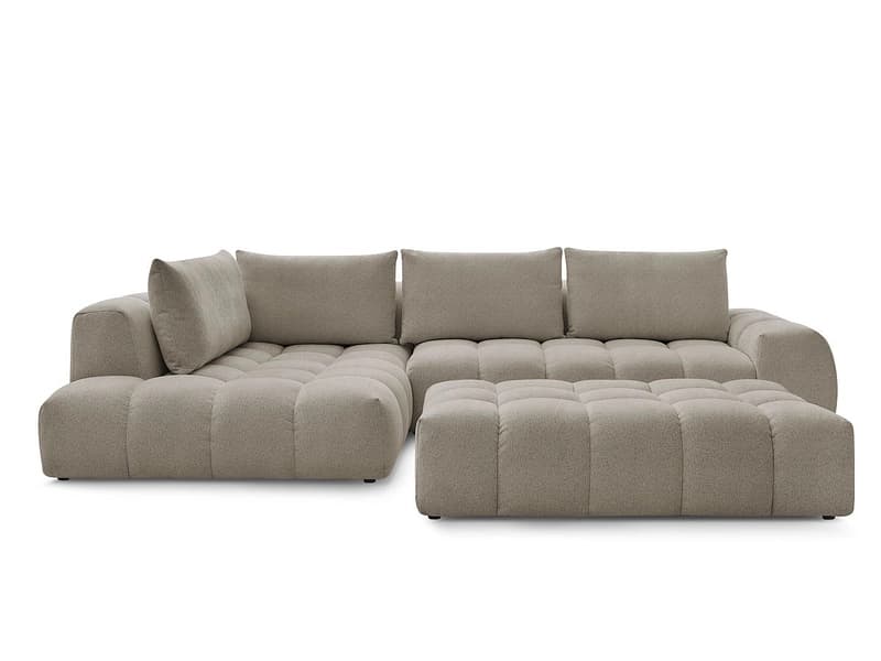 Ecksofa mit Hocker BOBOCHIC EVEREST Stoff chiniert taupe