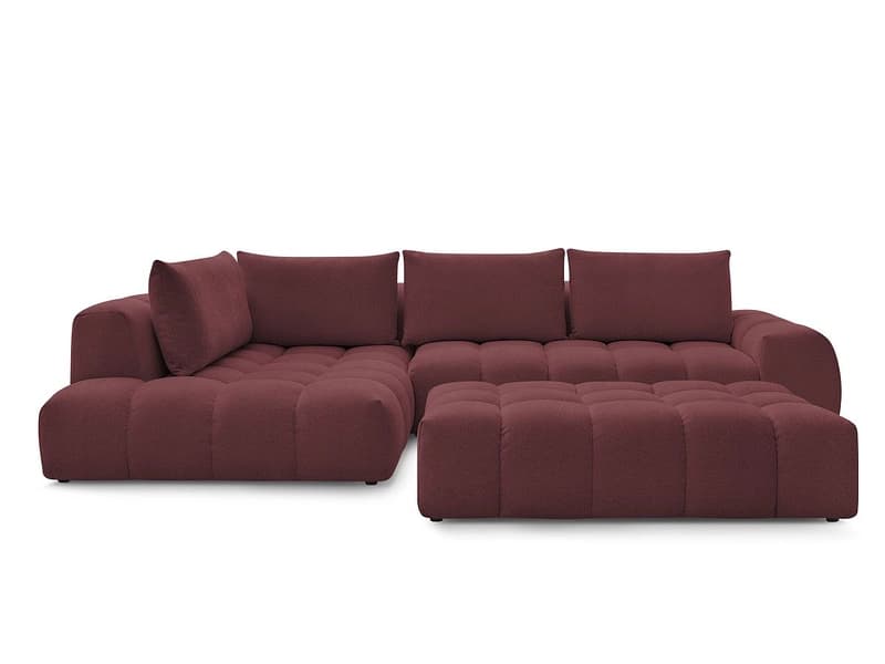 Ecksofa mit Hocker BOBOCHIC EVEREST Stoff chiniert rot