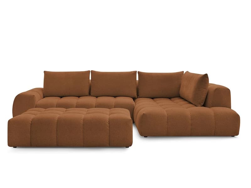 Ecksofa mit Hocker BOBOCHIC EVEREST Stoff chiniert orange