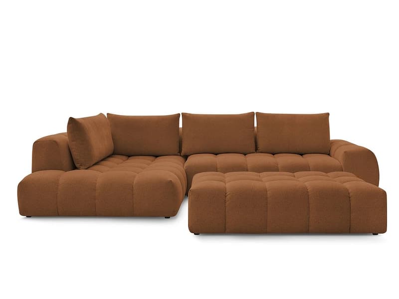 Ecksofa mit Hocker BOBOCHIC EVEREST Stoff chiniert orange