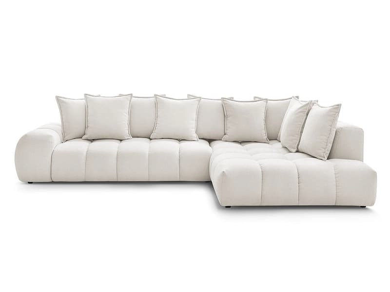 Ecksofa BOBOCHIC EVEREST Stoff mit Textur weiss