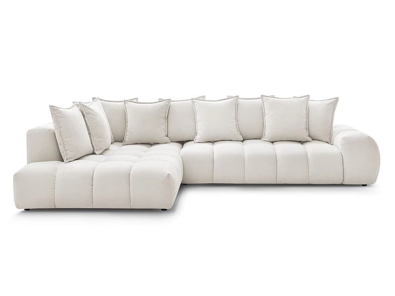Ecksofa BOBOCHIC EVEREST Stoff mit Textur weiss