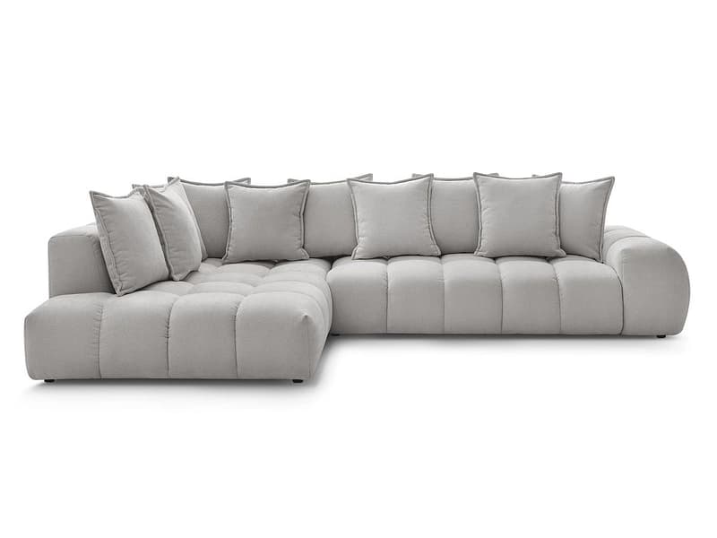 Ecksofa BOBOCHIC EVEREST Stoff mit Textur hellgrau