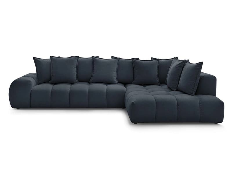 Ecksofa BOBOCHIC EVEREST Stoff mit Textur dunkelblau