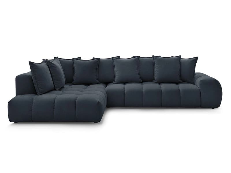 Ecksofa BOBOCHIC EVEREST Stoff mit Textur dunkelblau