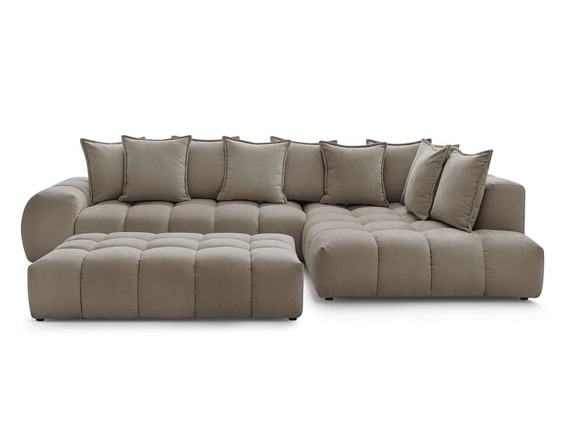 Ecksofa mit Hocker BOBOCHIC EVEREST Stoff mit Textur taupe