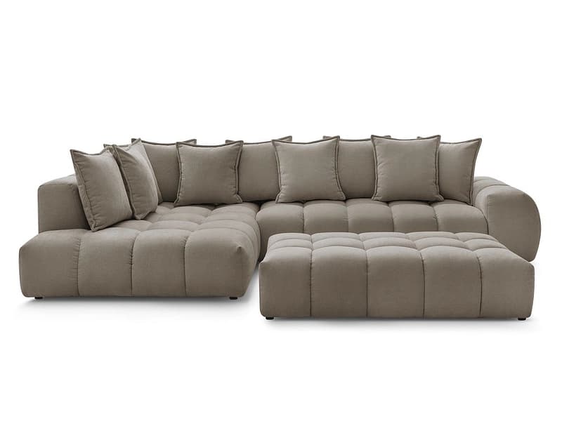 Ecksofa mit Hocker BOBOCHIC EVEREST Stoff mit Textur taupe