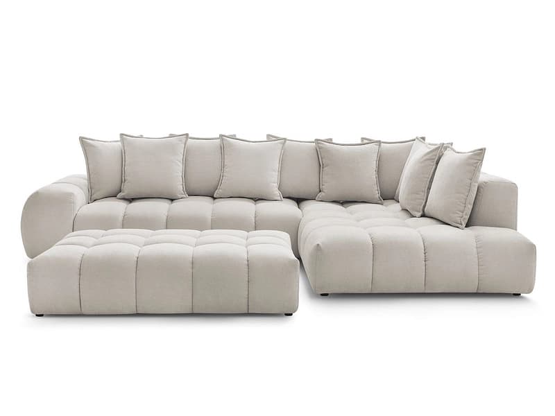 Ecksofa mit Hocker BOBOCHIC EVEREST Stoff mit Textur beige